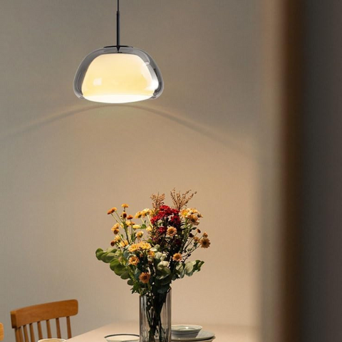 Pendant Light – Double Glass Dome with Soft Glow