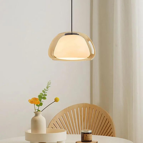 Pendant Light – Double Glass Dome with Soft Glow