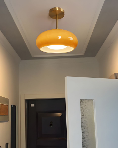 Memoria Ceiling Light – Brass Mount with Frosted Glass Elegance