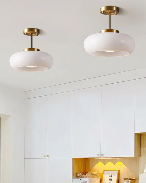 Memoria Ceiling Light – Brass Mount with Frosted Glass Elegance