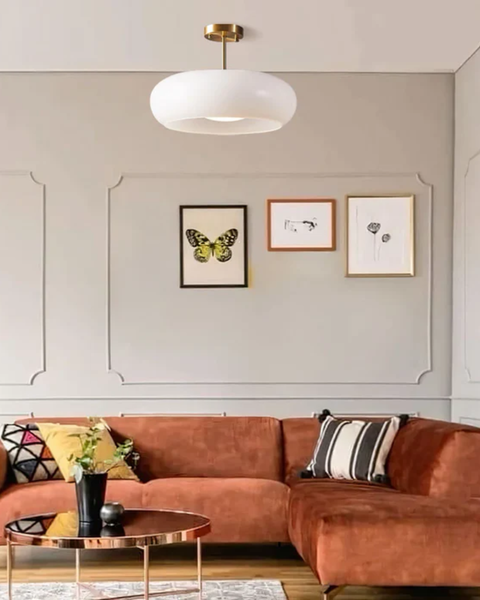 Memoria Ceiling Light – Brass Mount with Frosted Glass Elegance