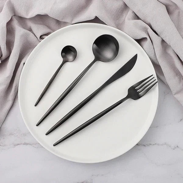 VédaTable 24-Piece Dinner Set – Modern Stainless Steel Elegance