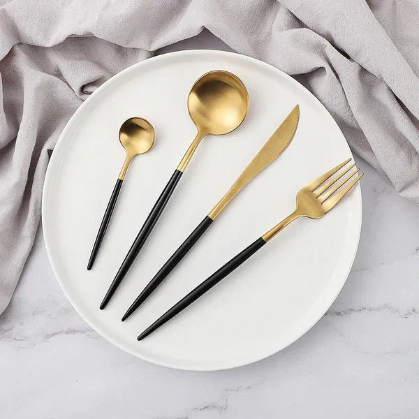 VédaTable 24-Piece Dinner Set – Modern Stainless Steel Elegance