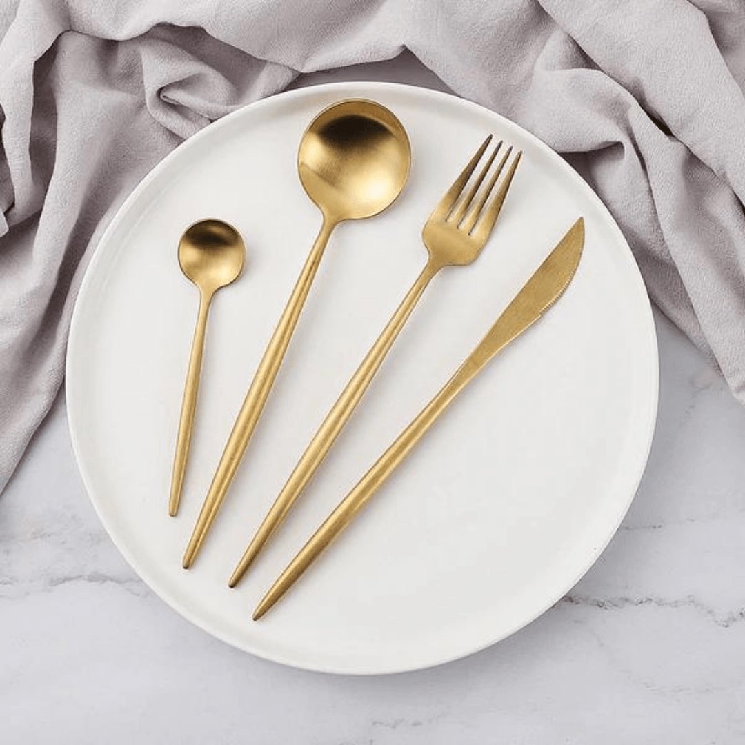 VédaTable 24-Piece Dinner Set – Modern Stainless Steel Elegance