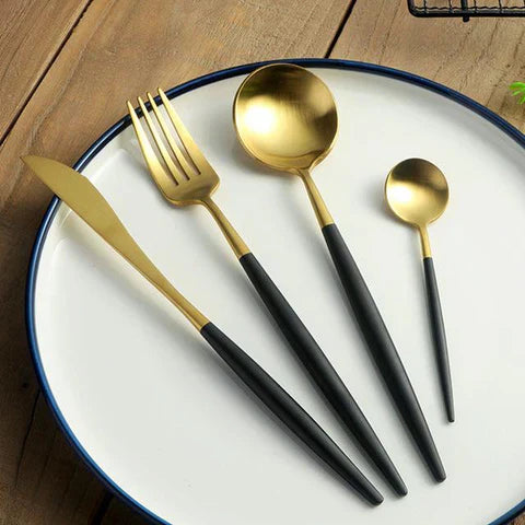 VédaTable 24-Piece Dinner Set – Modern Stainless Steel Elegance
