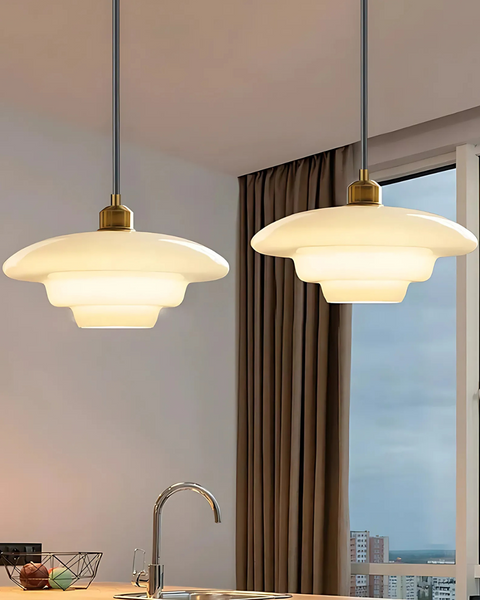 Nuvora Pendant Light – Soft Cloud Shape in Retro Opal Glass