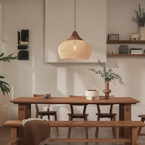 olaro Rattan Ceiling Lamp – Handwoven Boho Pendant for Natural Interiors