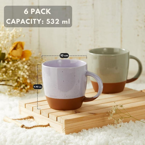 Colorful Ceramic Coffee Mugs Set of 6