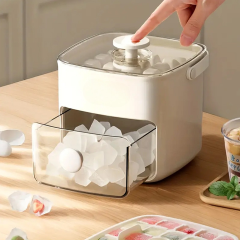 FrostEase Ice Maker Tray with Built-In Storage Drawer