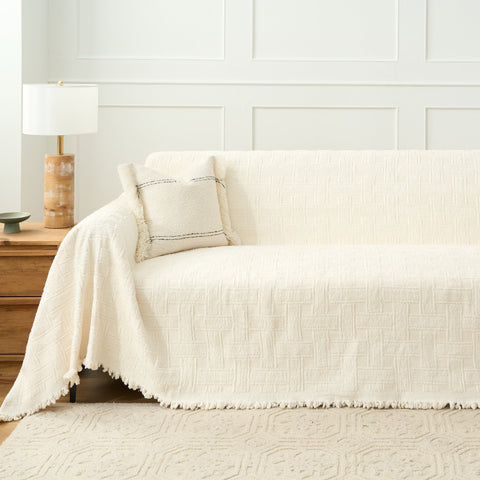Chenille Sofa Cover – Soft Crosshatch Cozy Throw