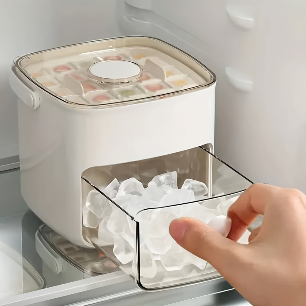 FrostEase Ice Maker Tray with Built-In Storage Drawer
