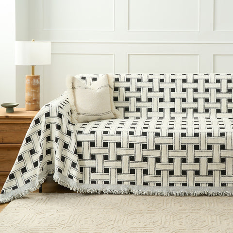 Chenille Sofa Cover – Soft Crosshatch Cozy Throw