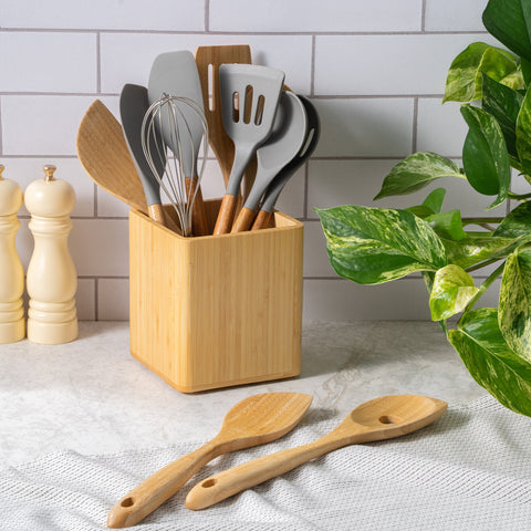 Premium Bamboo Utensil Holder.