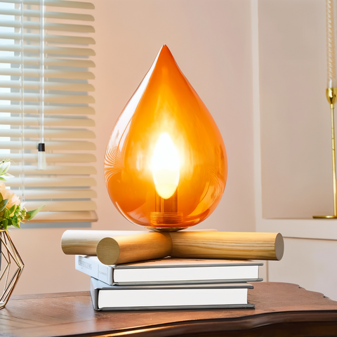 FireFlare Table Lamp – LED Campfire Flame Light with Wooden Base