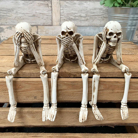Halloween Skeleton Figurines – 3 Pc See No Evil Set