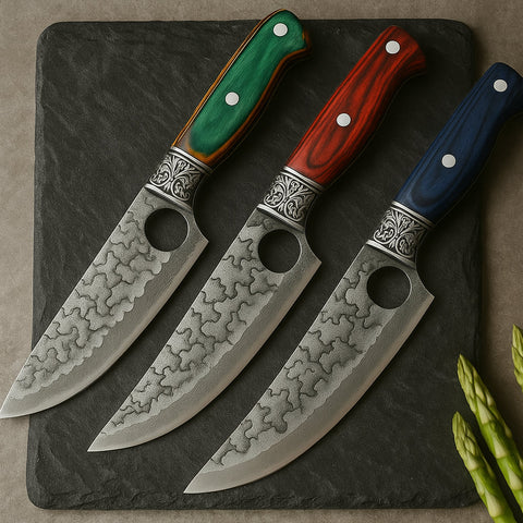 Handcrafted Damascus Knife Set – 6 Pc with Wooden Block