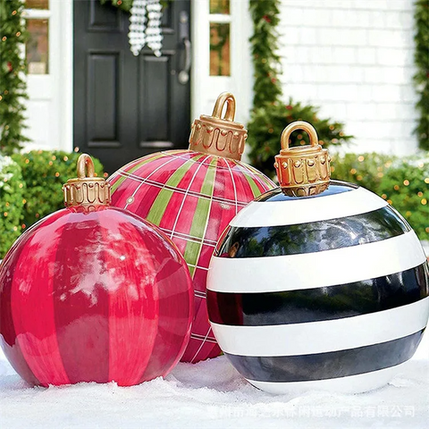 Large Outdoor Christmas Baubles – 60 cm Weather-Resistant PVC Decorations