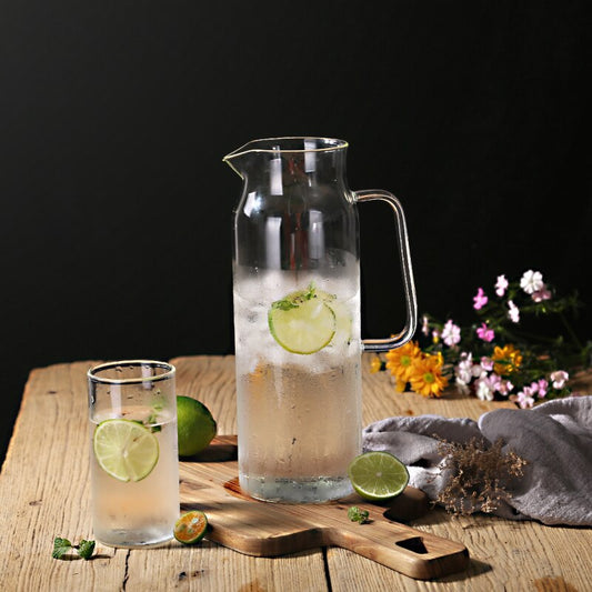 Modern Glass Water Pitcher – Heat-Resistant with Steel Lid