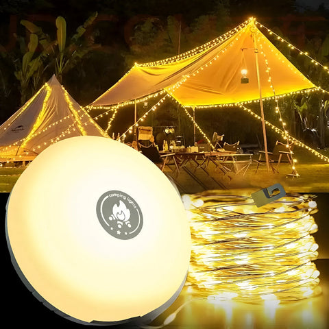 4-in-1 Multifunctional Camping Lantern – LED Light, RGB String Lights & Power Bank