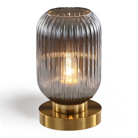SoftiBeam Table Lamp – Nordic Ribbed Glass LED Lamp for Cozy & Elegant Interiors