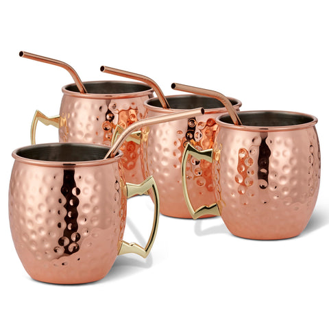 Stainless Steel Cocktail Mug & Straw Set