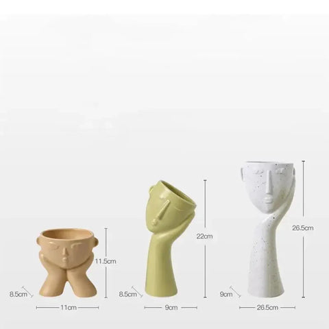 Abstract Human Face Vase – Modern Ceramic Art Piece