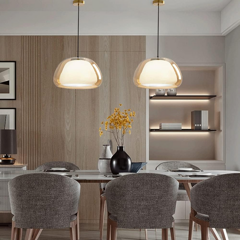 Pendant Light – Double Glass Dome with Soft Glow