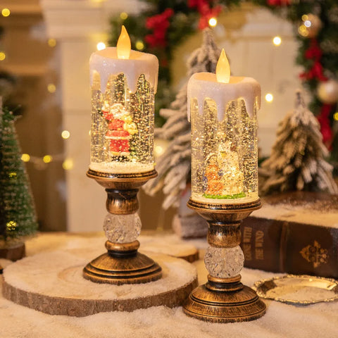 Festive LED Candle Light – Glittering Christmas Decoration