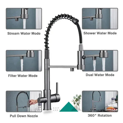 Pull-Down Kitchen Faucet 3-Way Filter