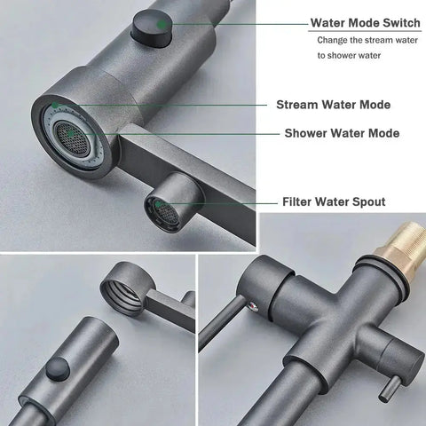 Pull-Down Kitchen Faucet 3-Way Filter