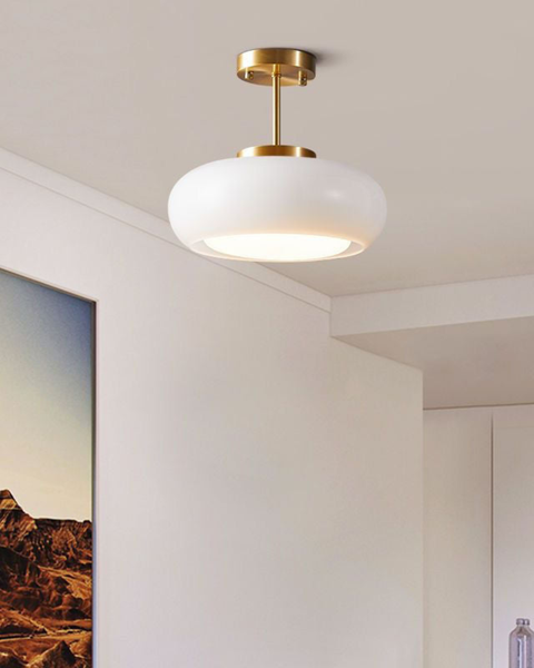 Memoria Ceiling Light – Brass Mount with Frosted Glass Elegance