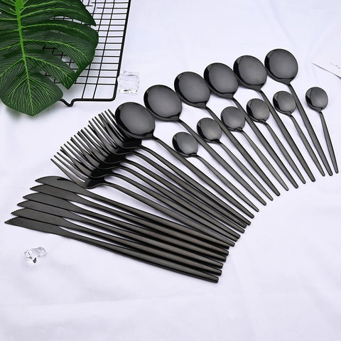 24-Piece Modern Stainless Steel Dinnerware Set