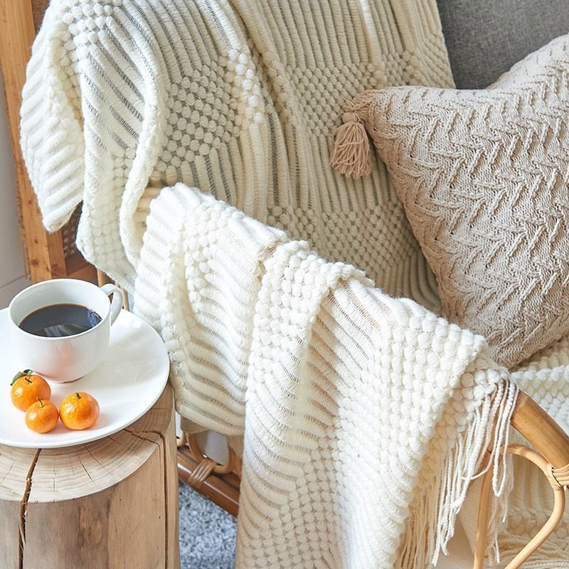 Solid Sofa Knitted Blanket for Cozy Comfort