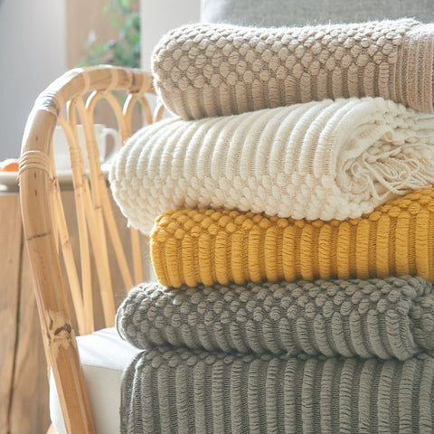 Solid Sofa Knitted Blanket for Cozy Comfort