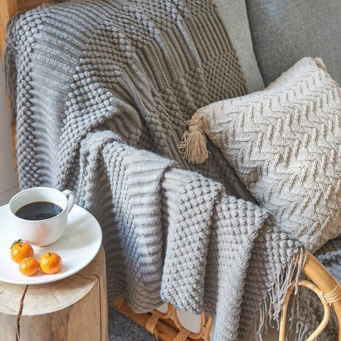 Solid Sofa Knitted Blanket for Cozy Comfort