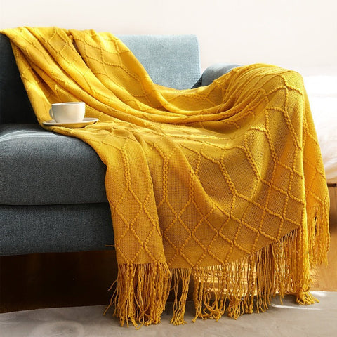 Solid Sofa Knitted Blanket for Cozy Comfort