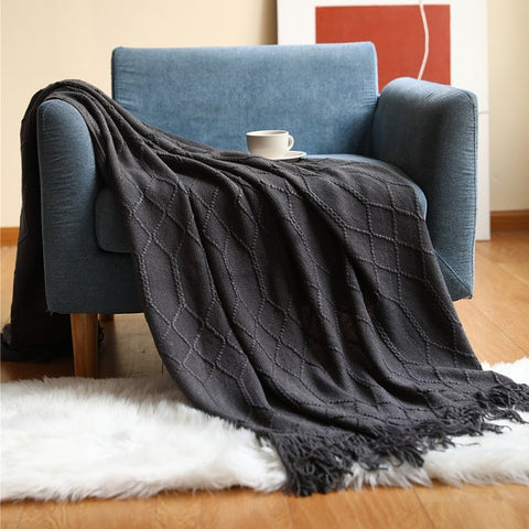 Solid Sofa Knitted Blanket for Cozy Comfort