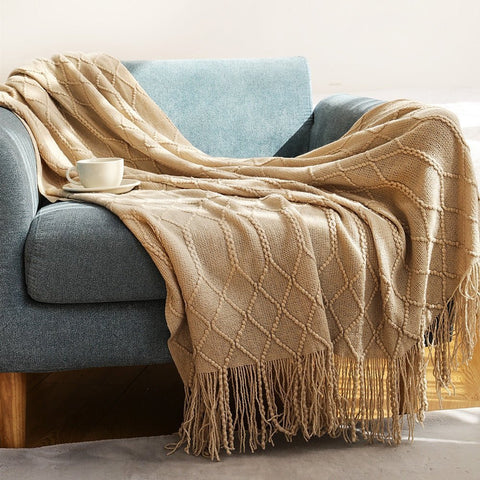 Solid Sofa Knitted Blanket for Cozy Comfort