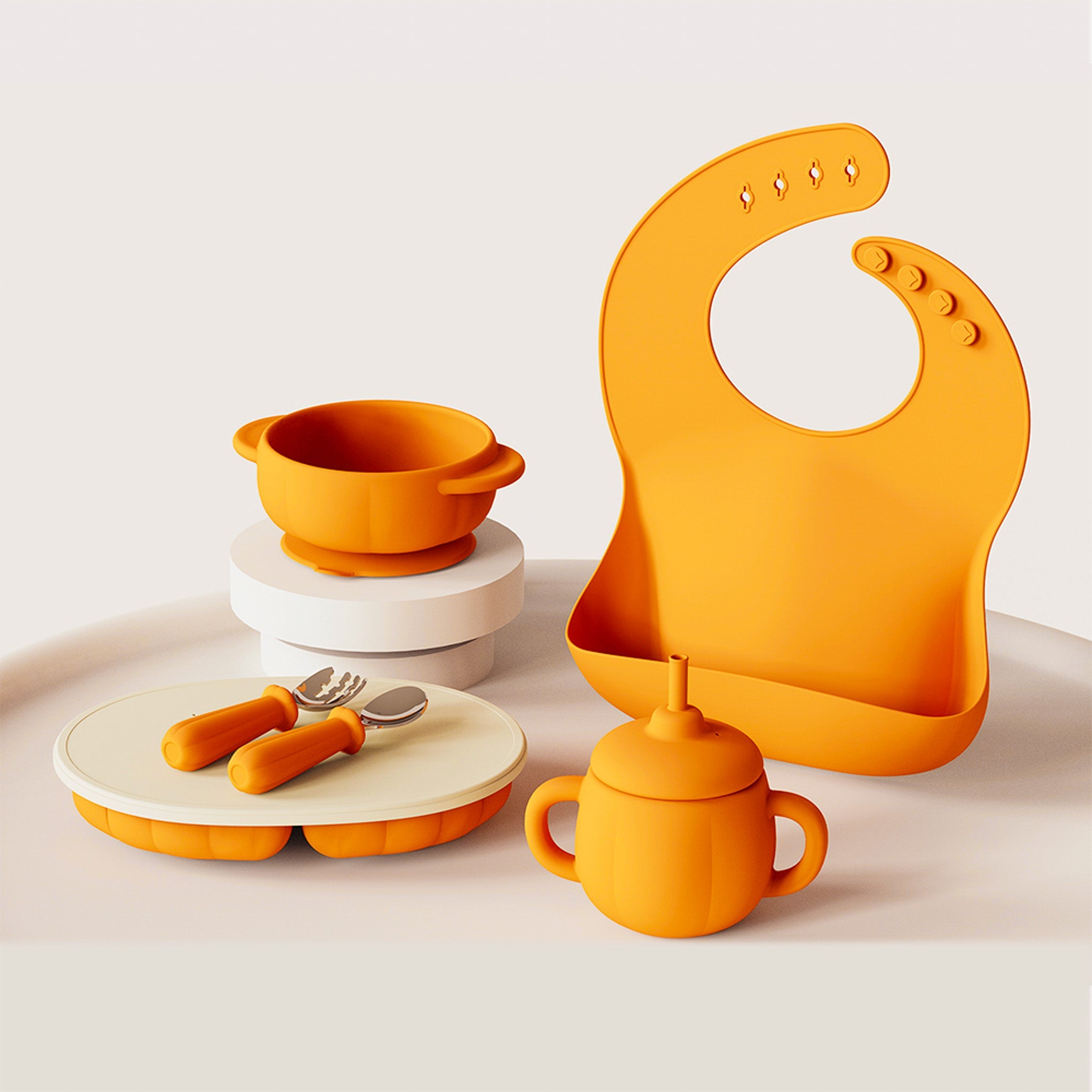 Silicone Pumpkin Feeding Set – 6 Pc Baby Weaning Kit
