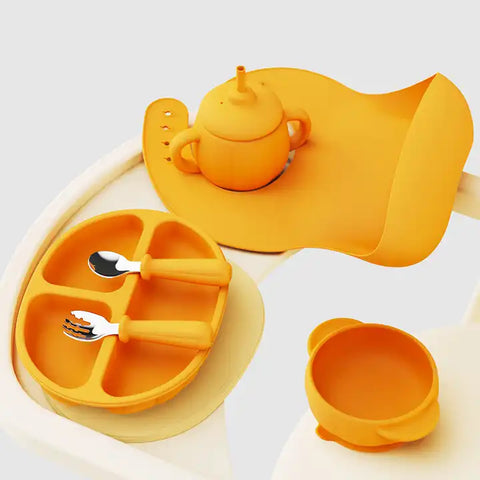 Silicone Pumpkin Feeding Set – 6 Pc Baby Weaning Kit