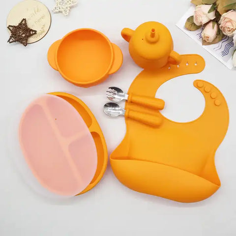 Silicone Pumpkin Feeding Set – 6 Pc Baby Weaning Kit
