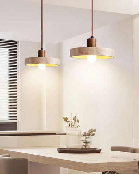 Pendant Ceiling Light - Travertine Stone Look - Modern Kitchen Lighting