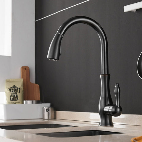 Modern Pull-Out Kitchen Faucet – Stainless Steel 360° Swivel