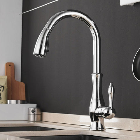 Modern Pull-Out Kitchen Faucet – Stainless Steel 360° Swivel