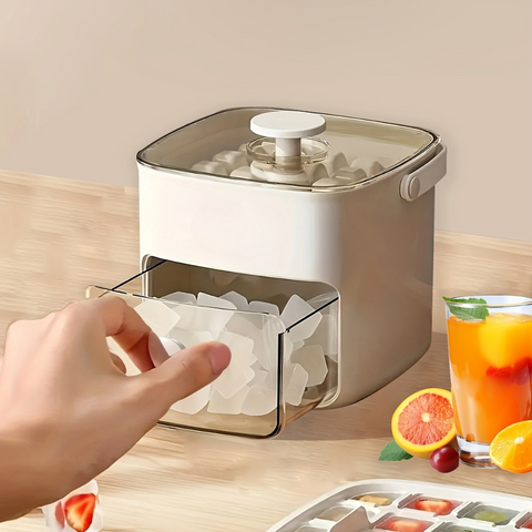 FrostEase Ice Maker Tray with Built-In Storage Drawer